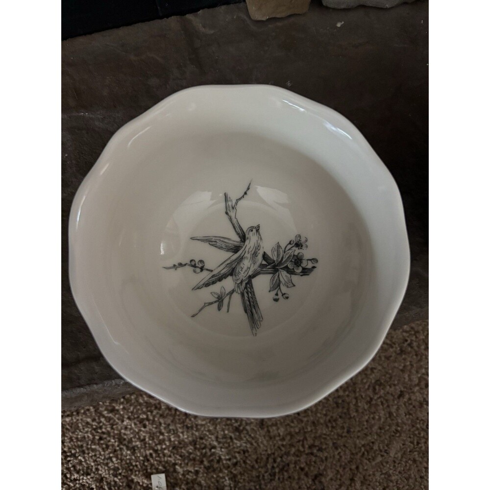 222 Fifth Adelaide Turquoise Gold Scalloped Cereal Bowls Round  Set Of 4 Bird